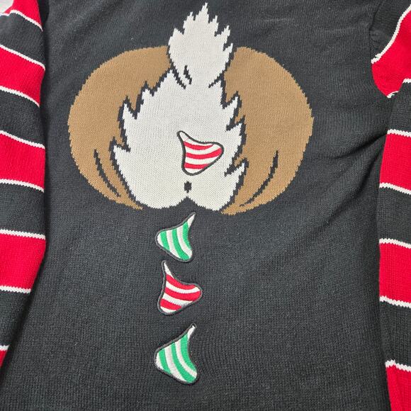 Ugly Christmas Sweater Reindeer Red Nose Backside Kisses Men's size Medium - Picture 8 of 16